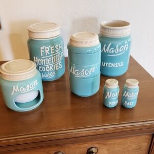 Mason Jat Blue Kitchen Canister Set
